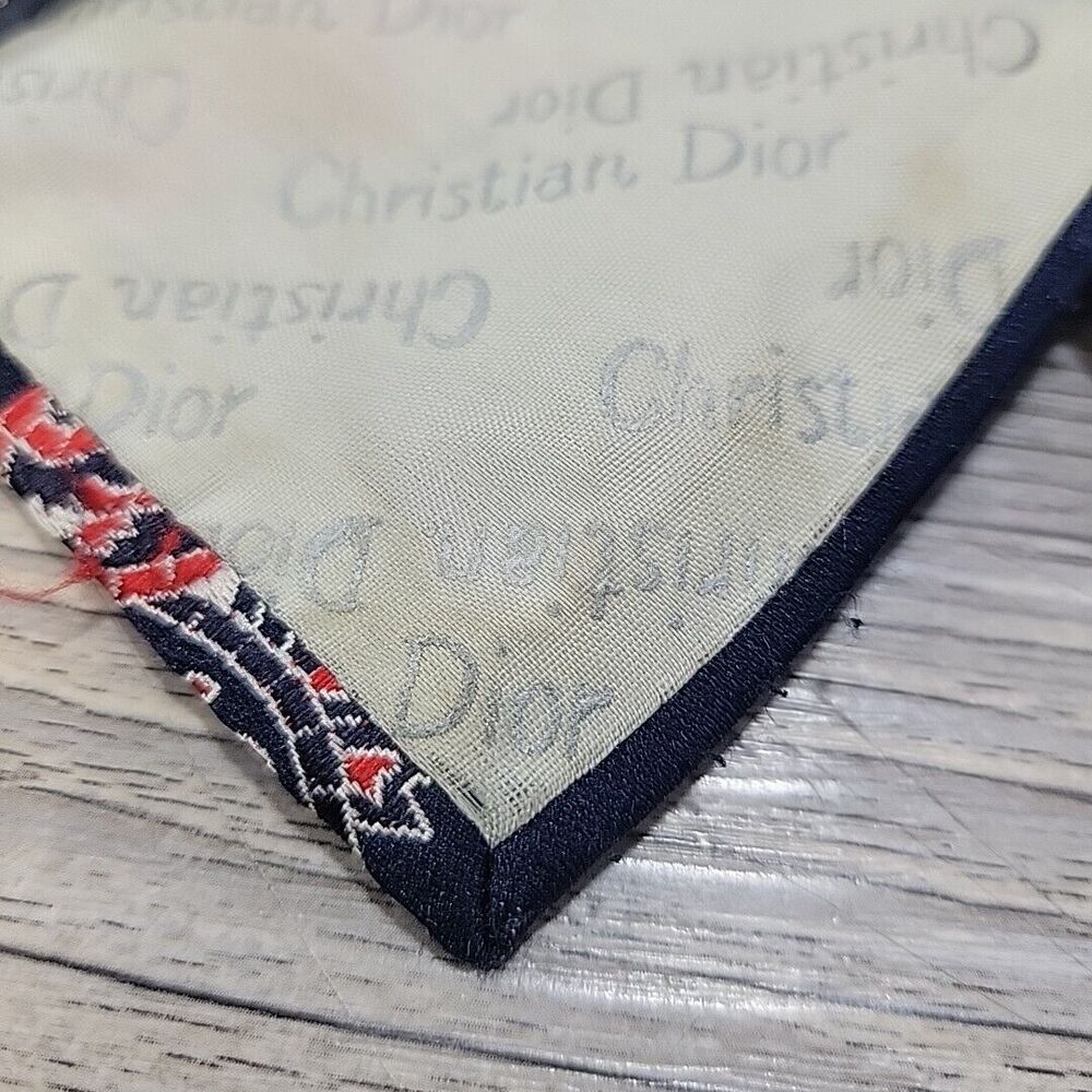 Vintage Christian Dior‎ Paisley Print Silk Tie 55" x 4 1/4" Navy Red - Picture 10 of 10